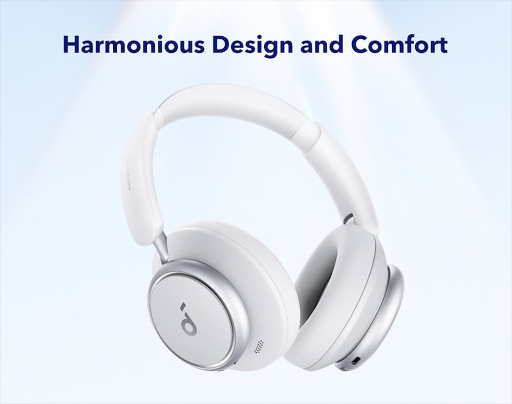 Anker Soundcore Space Q45 Headphones, Adaptive ANC, 50 Hours Playtime (ANC on), Bluetooth 5.3, App Control - White