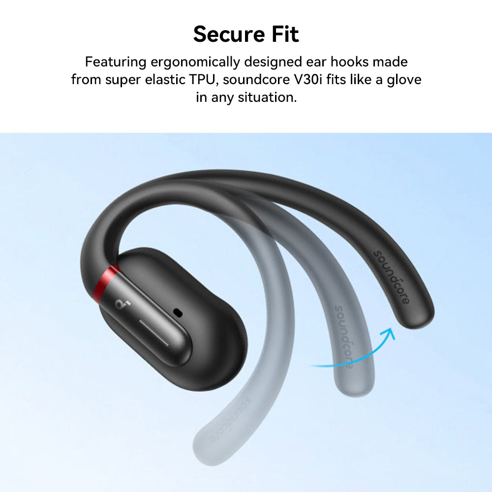 Anker Soundcore V30i Open-ear Earbuds, Ergonomic Ear Hooks, Bluetooth 5.3, App Control, Up to 36 Hours Playtime
