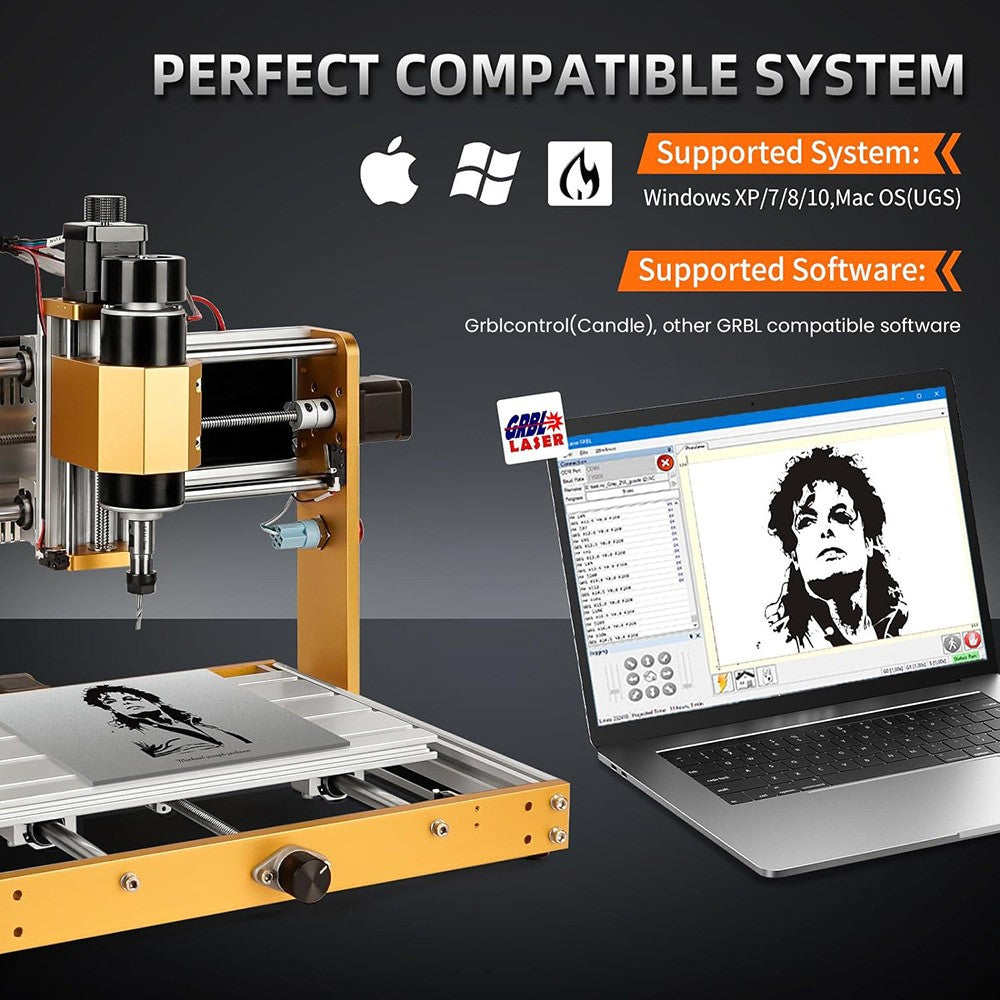 Annoytools 3018 Pro Max CNC Router Machine, 3 Axis Limit Switches, GRBL Offline Control, 300x180x80mm