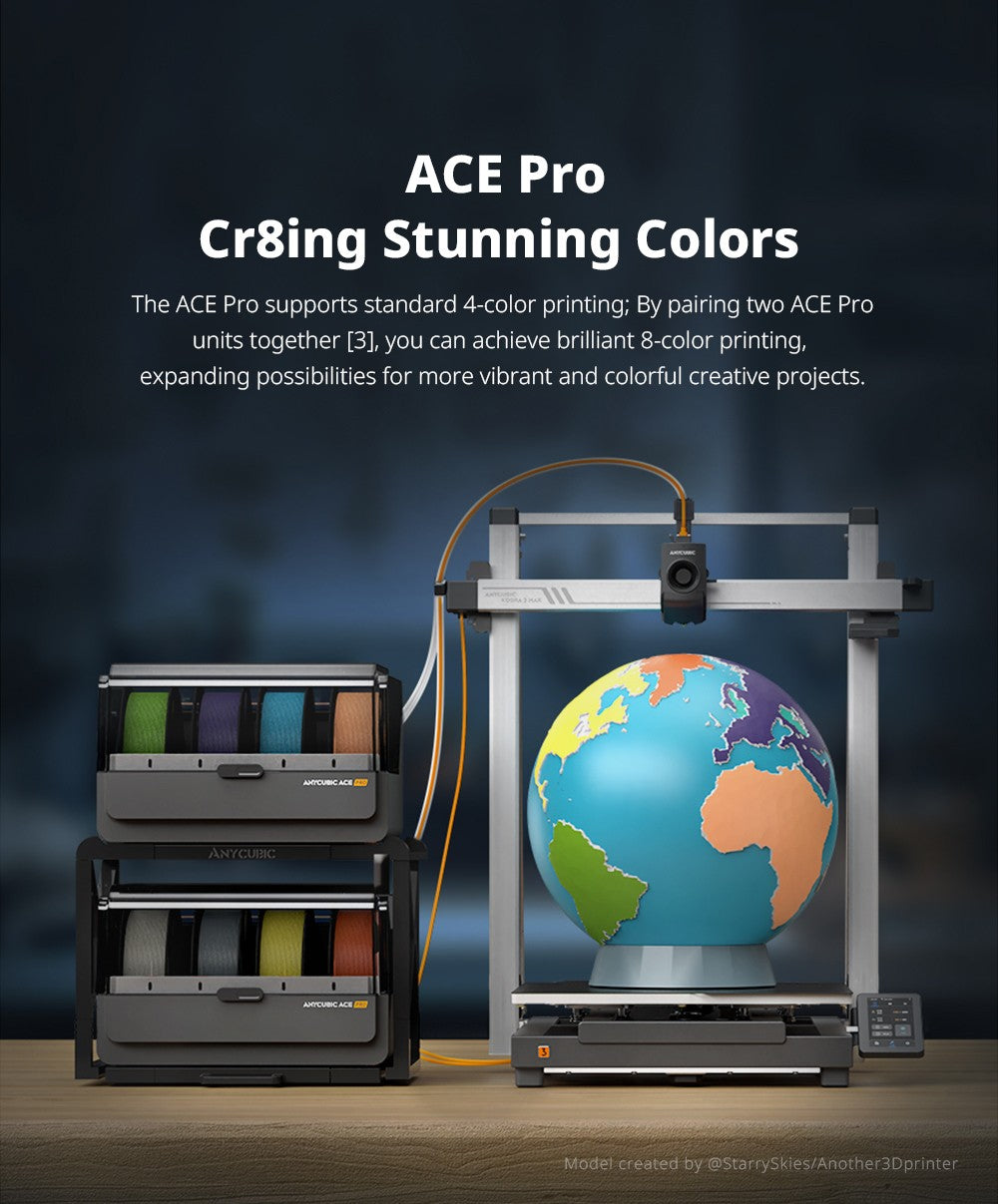 Anycubic Kobra 3 Max Combo 3D Printer, Up to 8-Color Printing, ACE Pro Color Engine, 600mm/s High-Speed Print, Auto-Leveling & Anti-Step Lost, 420*420*500mm