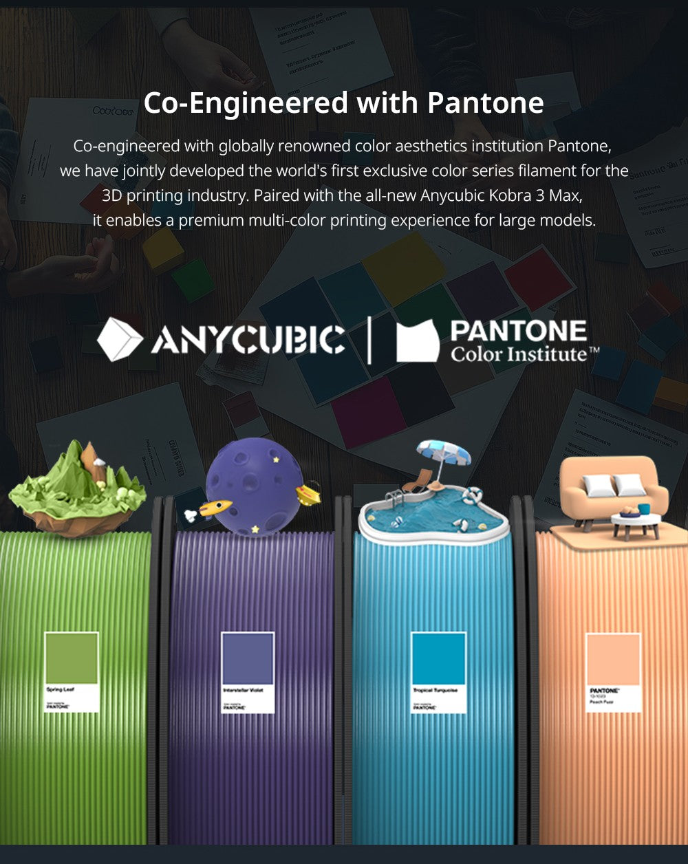 Anycubic Kobra 3 Max Combo 3D Printer, Up to 8-Color Printing, ACE Pro Color Engine, 600mm/s High-Speed Print, Auto-Leveling & Anti-Step Lost, 420*420*500mm