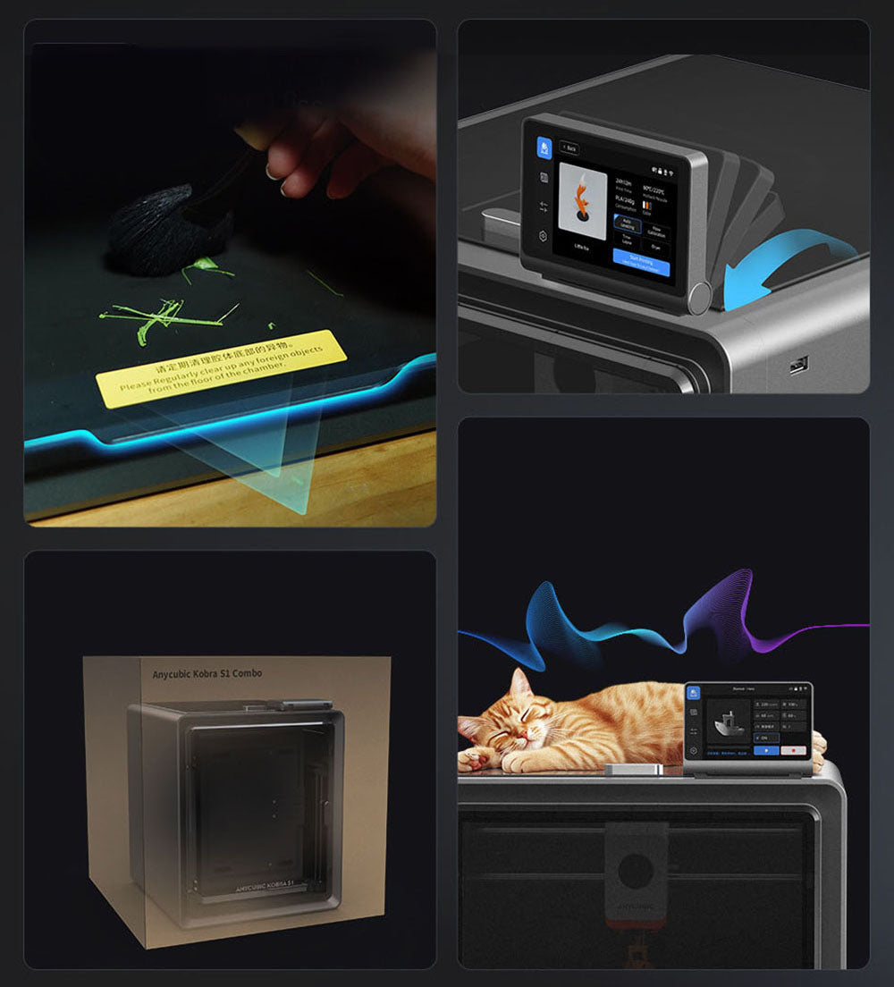 ANYCUBIC KOBRA S1 COMBO 3D Printer, Vibrant 8-Color Printing, 600mm/s Ultra-Fast Speed, Auto-leveling, 320°C Hotend, 44dB Ultra-Quiet, CoreXY Construction, 250*250*250mm