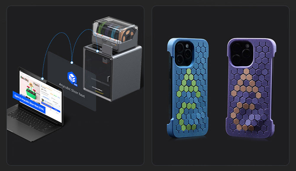 ANYCUBIC KOBRA S1 COMBO 3D Printer, Vibrant 8-Color Printing, 600mm/s Ultra-Fast Speed, Auto-leveling, 320°C Hotend, 44dB Ultra-Quiet, CoreXY Construction, 250*250*250mm