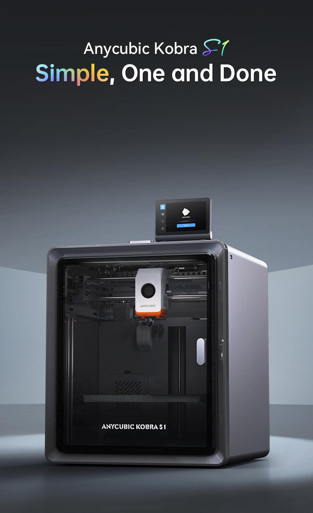 Anycubic Kobra S1 3D Printer, Enclosed CoreXY Construction, 600mm/s Ultra-Fast Print, Support Multi Color Printing with ACE Pro, 320℃ Hotend, 44dB Ultra-Quiet, 250*250*250mm