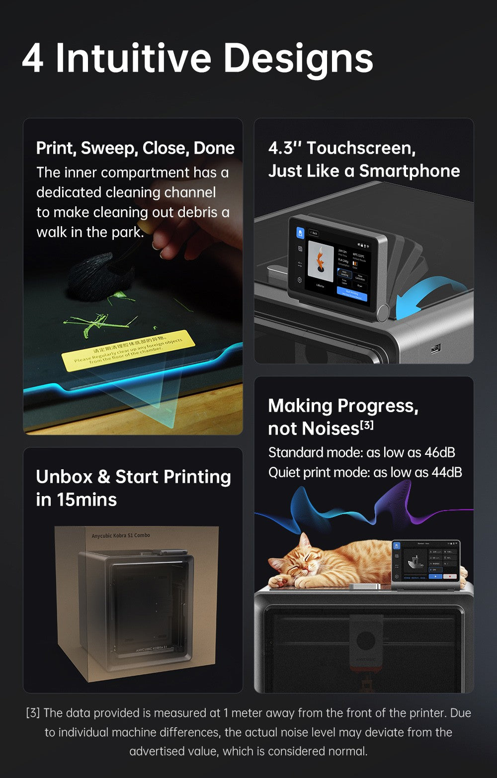 Anycubic Kobra S1 3D Printer, Enclosed CoreXY Construction, 600mm/s Ultra-Fast Print, Support Multi Color Printing with ACE Pro, 320℃ Hotend, 44dB Ultra-Quiet, 250*250*250mm