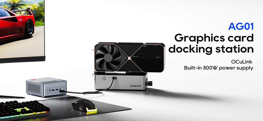 AOOSTAR AG01 eGPU Dock with Oculink Port, Built-in 800W Power Supply, Supports TGX Interface Hot-swap - EU Plug