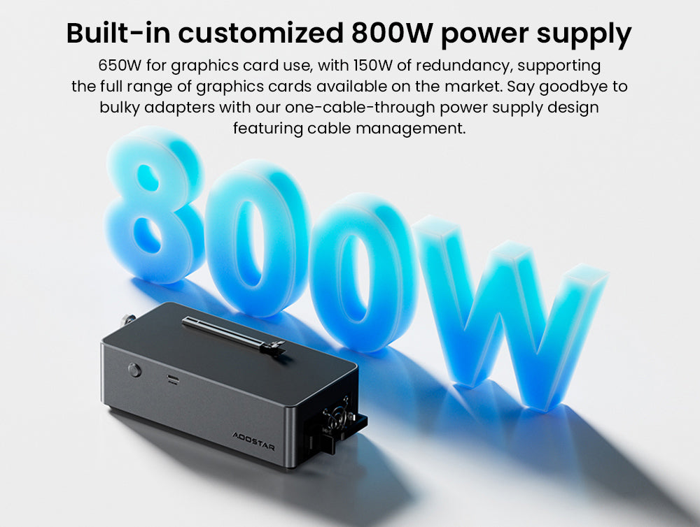 AOOSTAR AG01 eGPU Dock with Oculink Port, Built-in 800W Power Supply, Supports TGX Interface Hot-swap - EU Plug