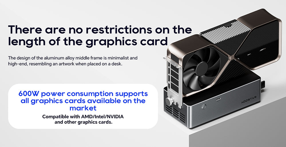 AOOSTAR AG01 eGPU Dock with Oculink Port, Built-in 800W Power Supply, Supports TGX Interface Hot-swap - EU Plug