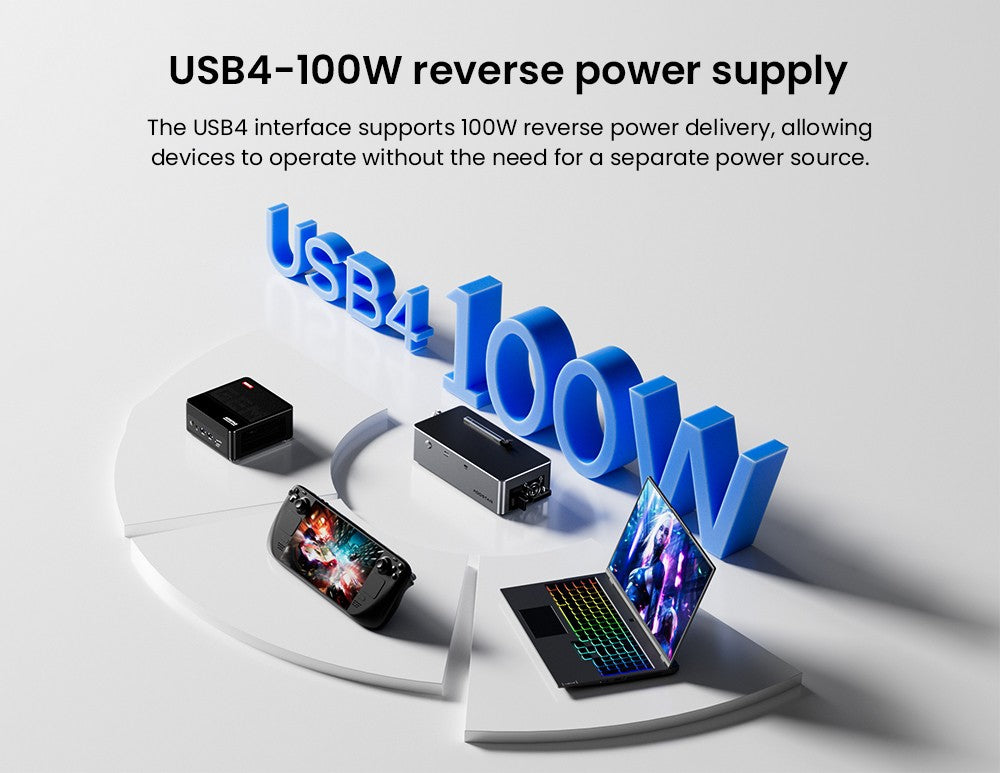 AOOSTAR AG02 eGPU Dock with Oculink & USB4 Port, 100W Reverse Charging, Built-in 800W Power Supply, Supports TGX Interface Hot-swap - EU Plug