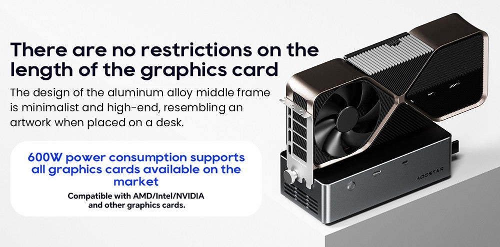 AOOSTAR AG02 eGPU Dock with Oculink & USB4 Port, 100W Reverse Charging, Built-in 800W Power Supply, Supports TGX Interface Hot-swap - EU Plug