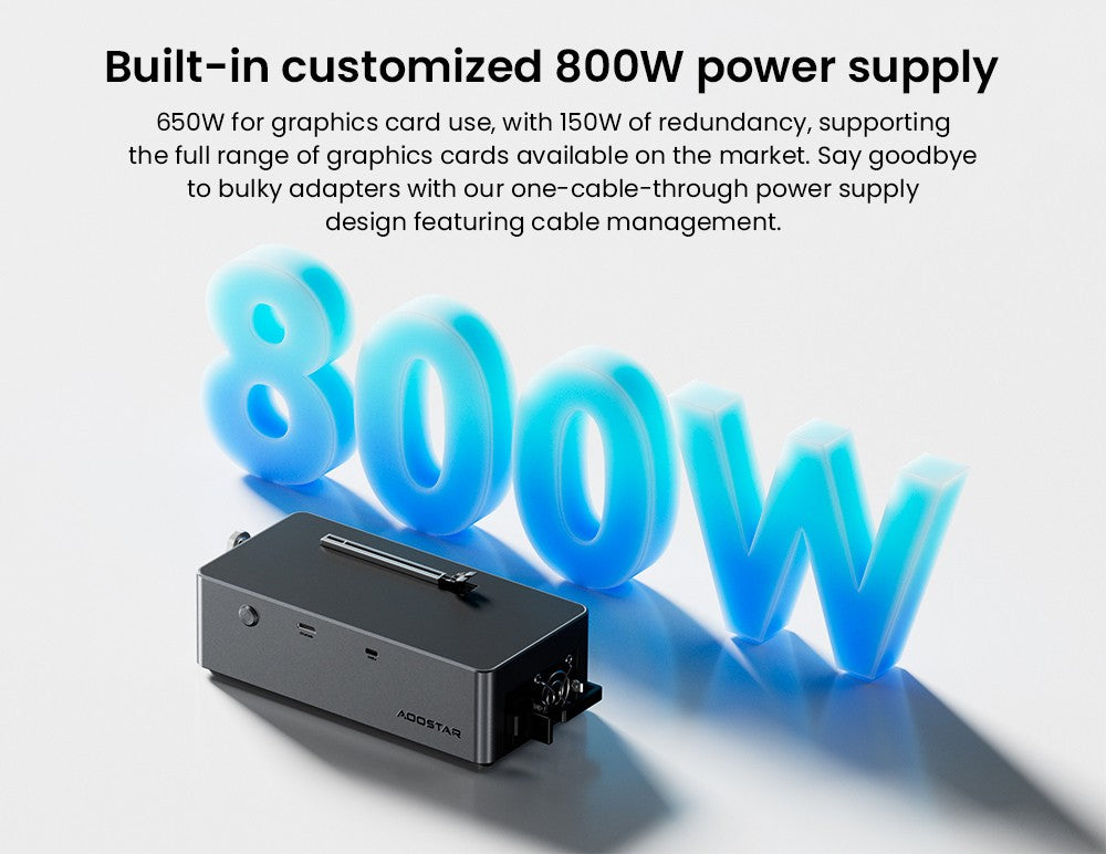 AOOSTAR AG02 eGPU Dock with Oculink & USB4 Port, 100W Reverse Charging, Built-in 800W Power Supply, Supports TGX Interface Hot-swap - EU Plug