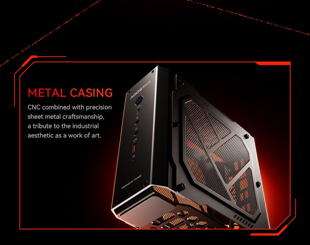 AOOSTAR GODX Gaming Mini PC with Discrete GPU, AMD Ryzen 9 6900HX CPU 8 Core 4.9GHz, AMD Radeon RX 6600LE GPU 8GB 128bit, 32GB RAM 1TB SSD, WiFi6, 2*2.5G LAN, 5*USB3.2, 1*USB4, 1*Type-C, 1*DP, 1*HDMI, 2*Headphone Jack, 2*Microphone Port - EU Plug