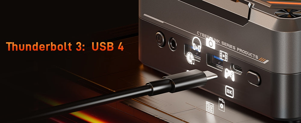 MN78 Gaming Mini PC with RGB Light, AMD Ryzen 7 7840HS Octa-Core 16 Threads Up to 5.1GHz, 16GB DDR5 RAM 512GB M.2 SSD, Windows 11 Pro, WiFi6 Bluetooth5.2, HDMI USB4 DP 4K@60Hz Triple Display, USB4*1 USB3.2*2 USB2.0*2 HDMI*1 LAN*2 - Black, EU