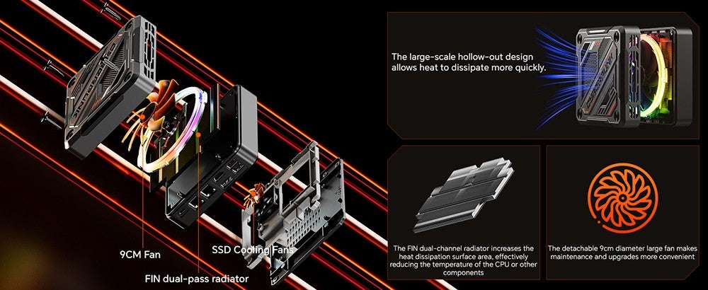 MN78 Gaming Mini PC with RGB Light, AMD Ryzen 7 7840HS Octa-Core 16 Threads Up to 5.1GHz, 16GB DDR5 RAM 512GB M.2 SSD, Windows 11 Pro, WiFi6 Bluetooth5.2, HDMI USB4 DP 4K@60Hz Triple Display, USB4*1 USB3.2*2 USB2.0*2 HDMI*1 LAN*2 - Black, EU