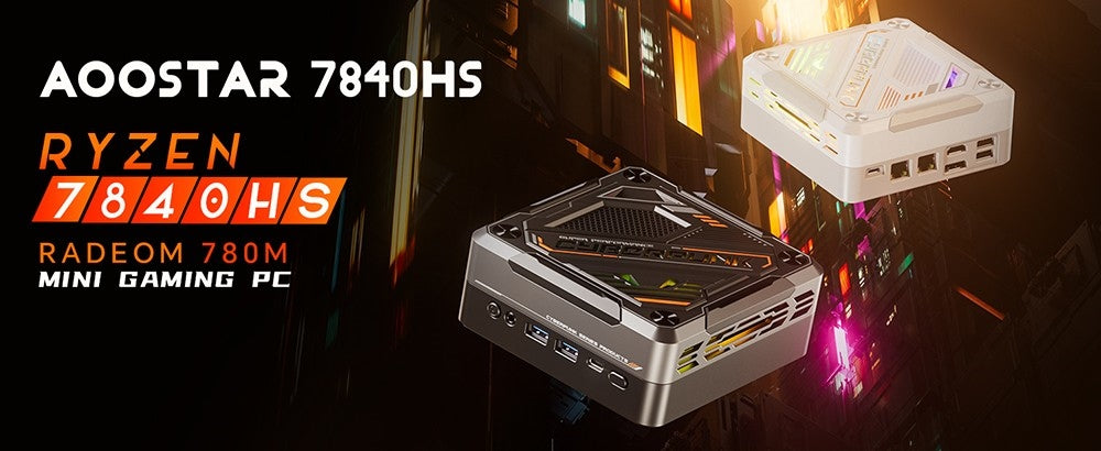 MN78 Gaming Mini PC with RGB Light, AMD Ryzen 7 7840HS Octa-Core 16 Threads Up to 5.1GHz, 16GB DDR5 RAM 512GB M.2 SSD, Windows 11 Pro, WiFi6 Bluetooth5.2, HDMI USB4 DP 4K@60Hz Triple Display, USB4*1 USB3.2*2 USB2.0*2 HDMI*1 LAN*2 - Black, EU