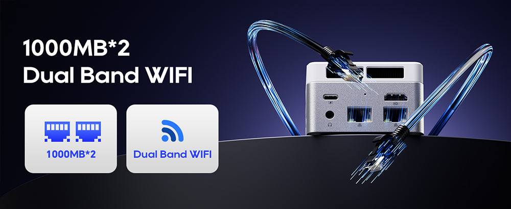 AOOSTAR T8 Mini PC (Free Docking Station), Intel N100 4 Cores Max 3.4GHz, 12GB LPDDR5 RAM 256GB SSD, Support Dual-screen 4K@60Hz Display, Dual Band WiFi, 1*Full-featured Type-C 2*USB3.0 2*USB2.0 1*HDMI 2*1000Mbps LAN 1*Audio Jack, 35W GaN Charger