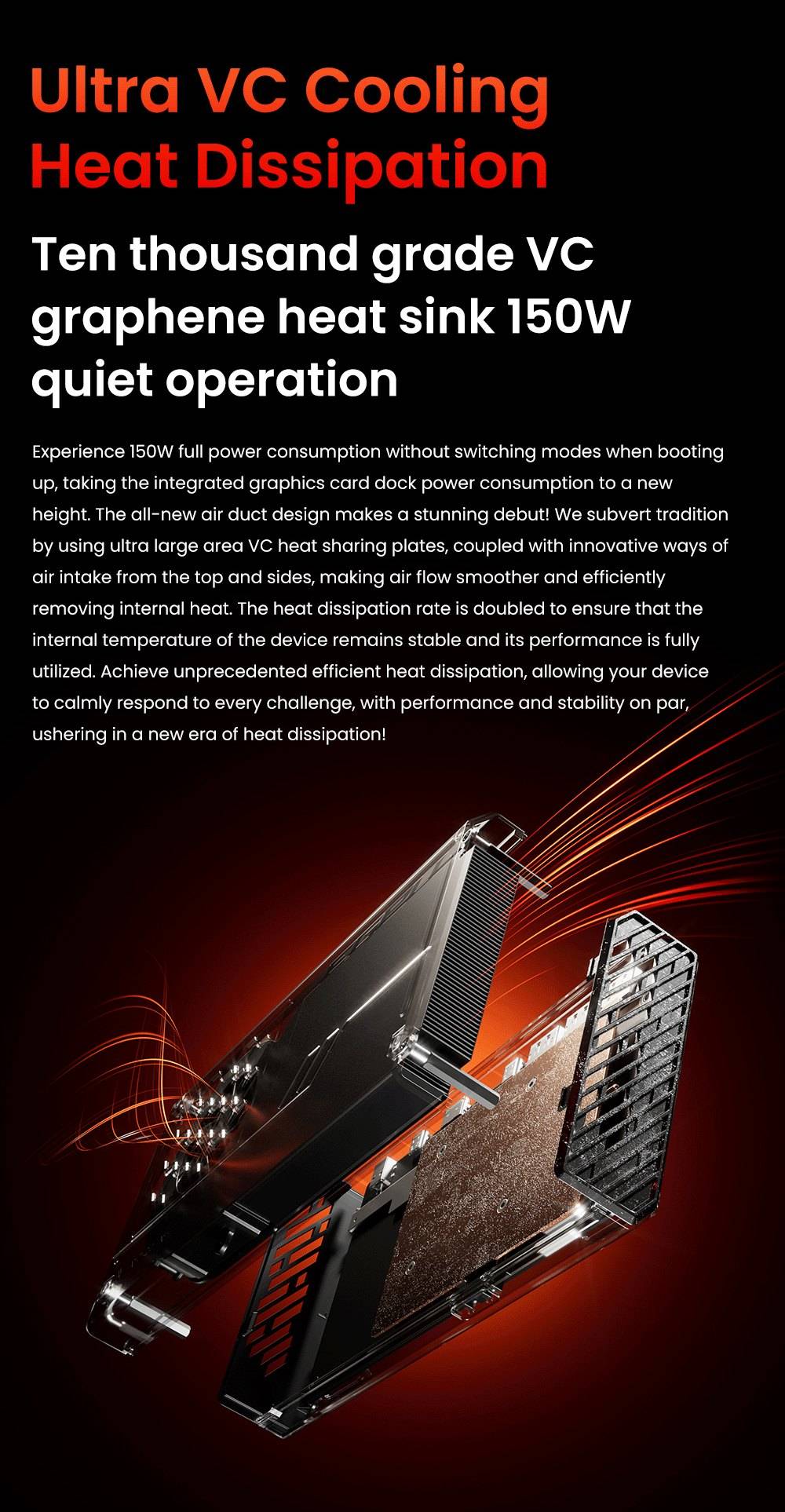 AOOSTAR XG76XT eGPU Dock with AMD Radeon RX 7600MXT GPU, 8GB GDDR6 RAM, 128bit, 1*USB 4.0, 1*Oculink, 1*HDMI, 2*DP, 1*Type-C, 100W Reverse Charging - EU Plug