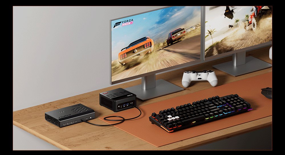 AOOSTAR XG76XT eGPU Dock with AMD Radeon RX 7600MXT GPU, 8GB GDDR6 RAM, 128bit, 1*USB 4.0, 1*Oculink, 1*HDMI, 2*DP, 1*Type-C, 100W Reverse Charging - EU Plug