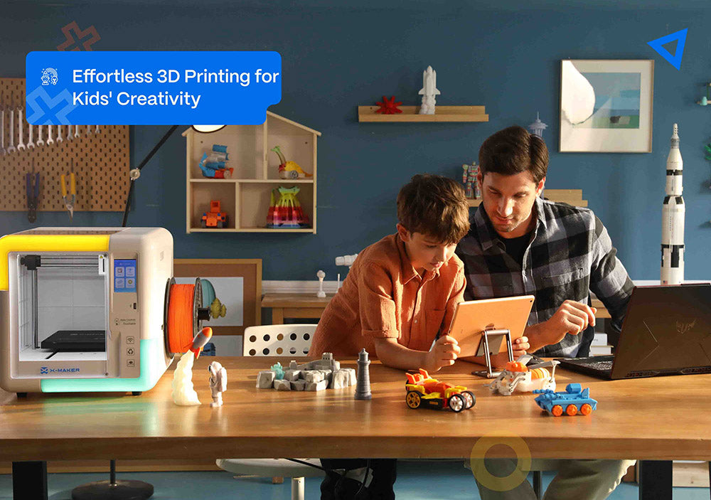 AOSEED X-MAKER 3D Printer for Kids and Beginner, Leveling-Free Bed, Wi-Fi Printing, Ultra Silent, App Control, PLA/ABS Filament Supported