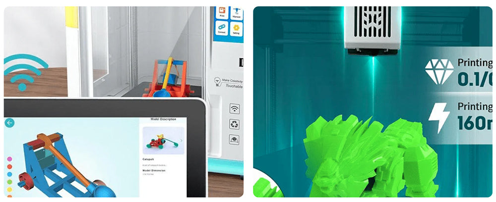 AOSEED X-MAKER 3D Printer for Kids and Beginners, 120 - 300 mm/s，Leveling-Free Bed, Wi-Fi Printing, Ultra Silent, App Control, PLA/ABS Filament Supported,150*150*150mm