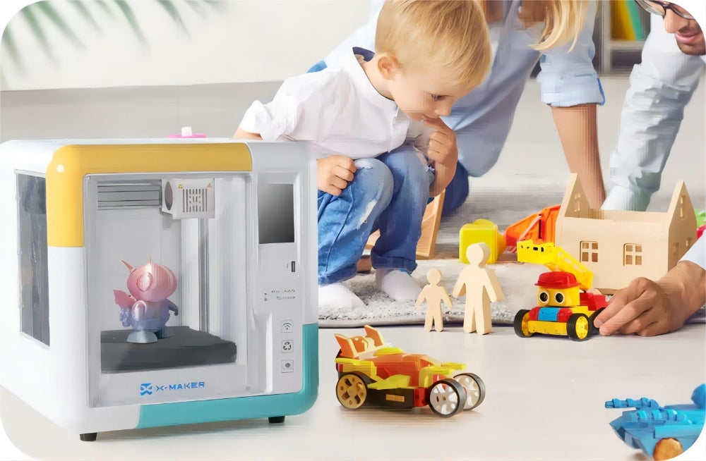 AOSEED X-MAKER 3D Printer for Kids and Beginners, 120 - 300 mm/s，Leveling-Free Bed, Wi-Fi Printing, Ultra Silent, App Control, PLA/ABS Filament Supported,150*150*150mm