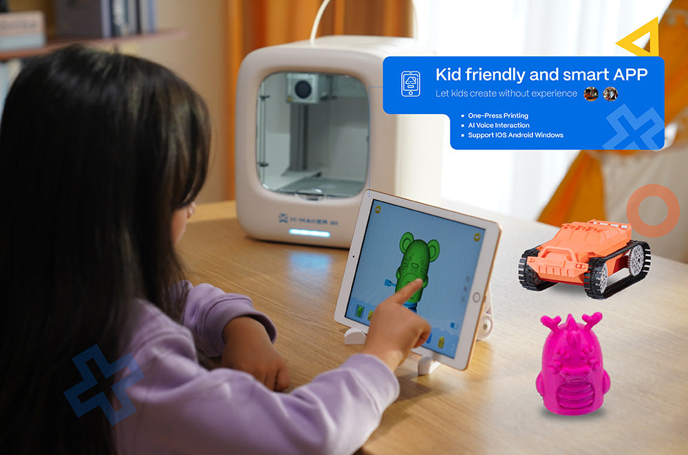 AOSEED X-MAKER JOY 3D Printer for Kids, AI Voice Interaction, Smart App Control, Time-lapse Video, Mini Program