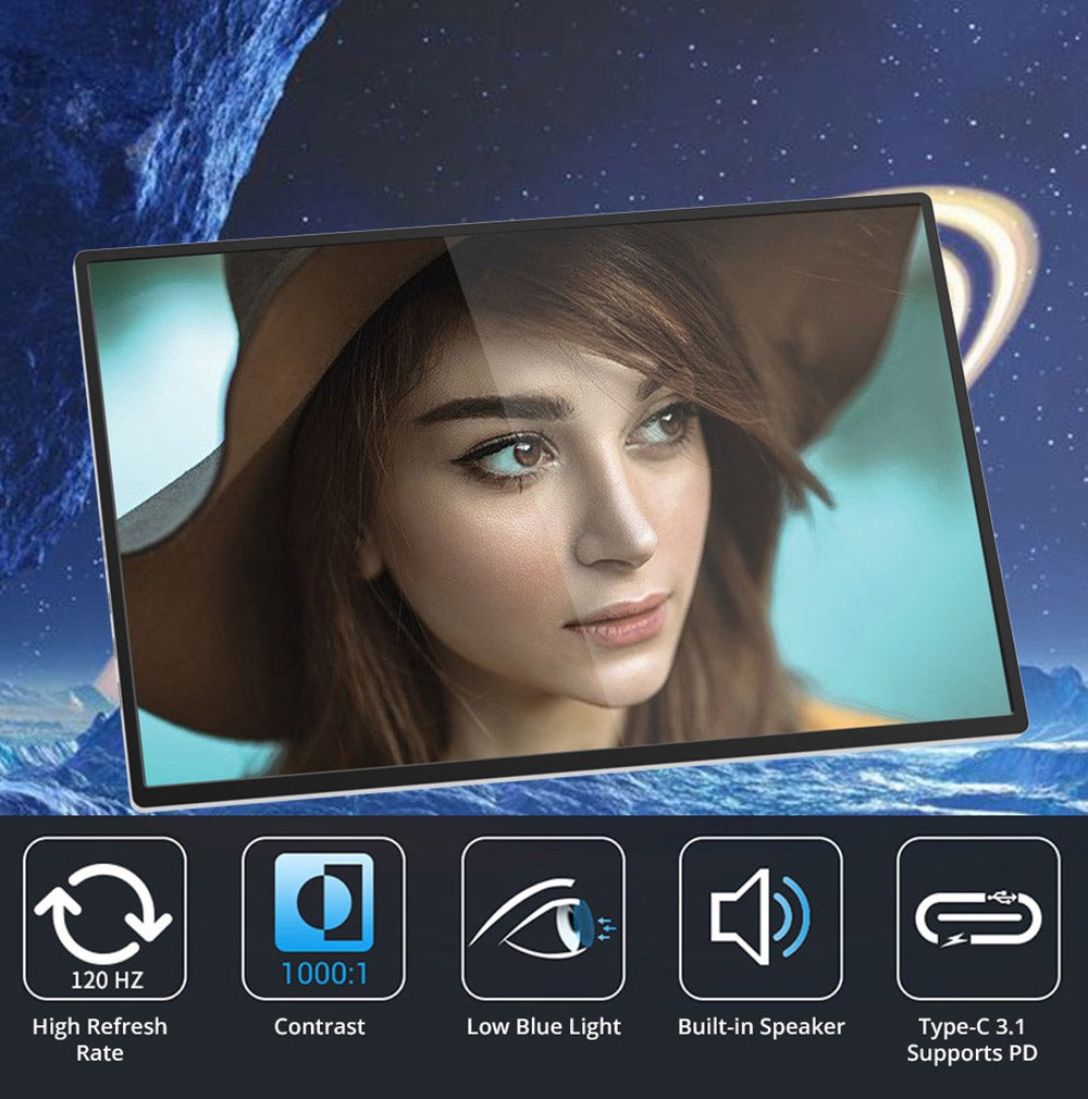 AOSIMAN 160QC Portable Monitor 16 Inch 2.5K 144Hz, 2560*1600 16:10 100%sRGB 480Cd/m² Display Game Screen