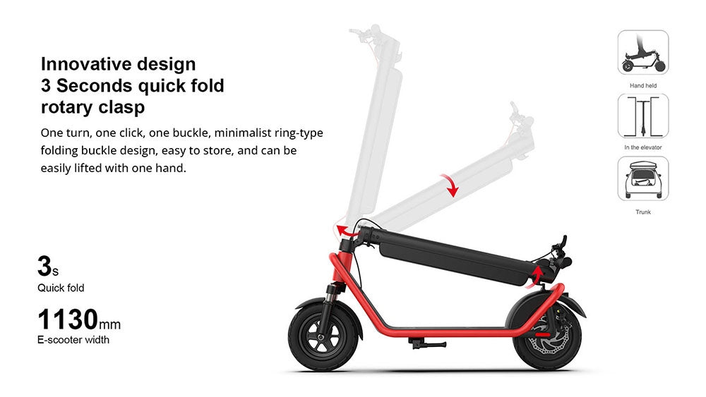 AOVO X11 Electric Scooter 10 inches Tires 450W Motor 36V 13Ah Detachable Battery 35km/h Max Speed 50km Range - Red