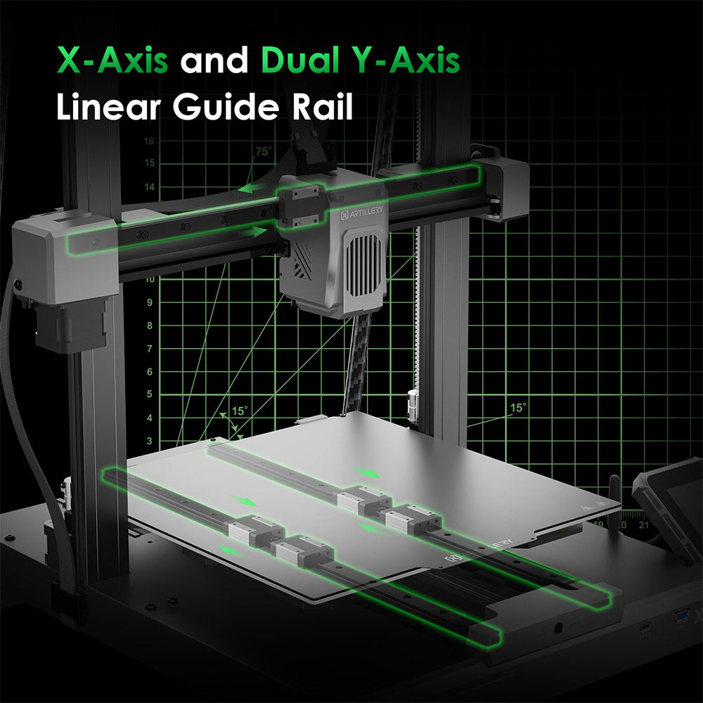 Artillery Sidewinder X4 Plus S1 3D Printer, 300*300*400mm, 500mm/s Print Speed, 300℃ High-temp Printing, XY-Metal Linear Guide Rail, Auto Levelling, 8000rpm Efficient Cooling Fans