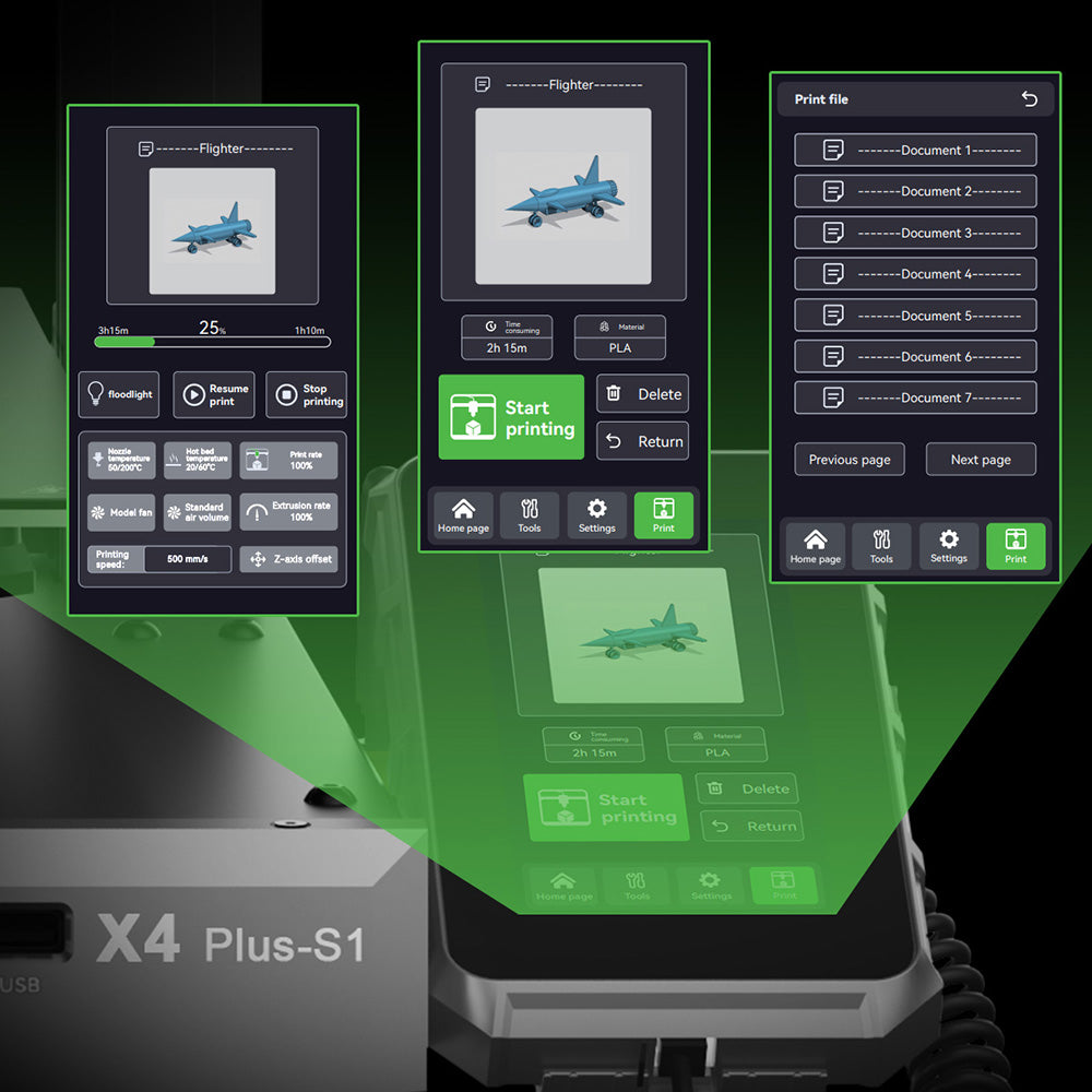 Artillery Sidewinder X4 Plus S1 3D Printer, 300*300*400mm, 500mm/s Print Speed, 300℃ High-temp Printing, XY-Metal Linear Guide Rail, Auto Levelling, 8000rpm Efficient Cooling Fans