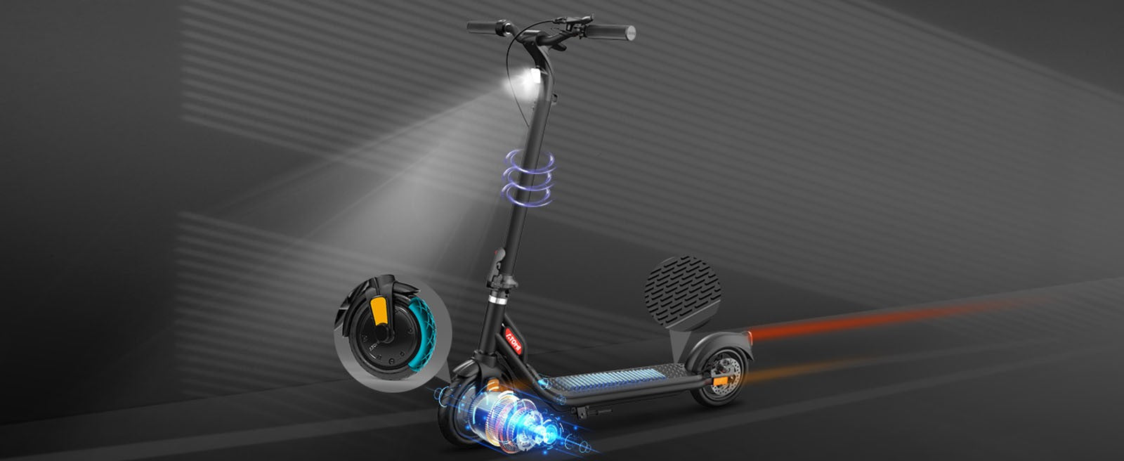Atomi E20 Electric Scooter 8.5 inch Air Tire 250W Motor (Max Output 500W) 36V 7.5Ah Battery 30km Range Dual Brake 120kg