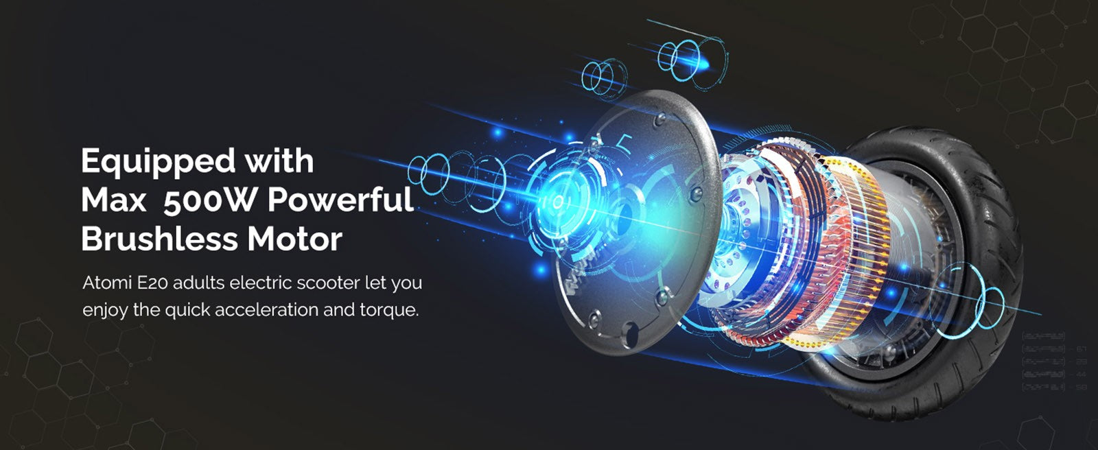 Atomi E20 Electric Scooter 8.5 inch Air Tire 250W Motor (Max Output 500W) 36V 7.5Ah Battery 30km Range Dual Brake 120kg