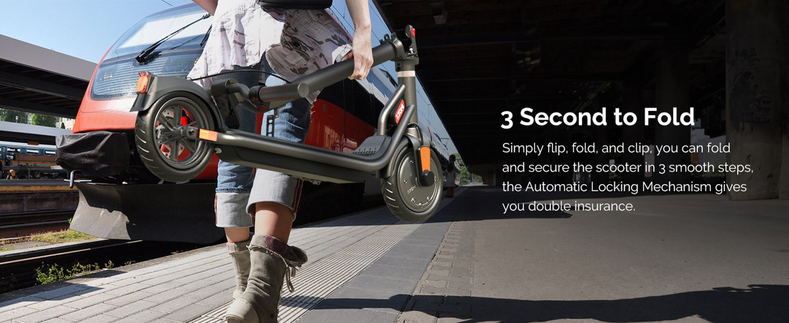 Atomi E20 Electric Scooter 8.5 inch Air Tire 250W Motor (Max Output 500W) 36V 7.5Ah Battery 30km Range Dual Brake 120kg