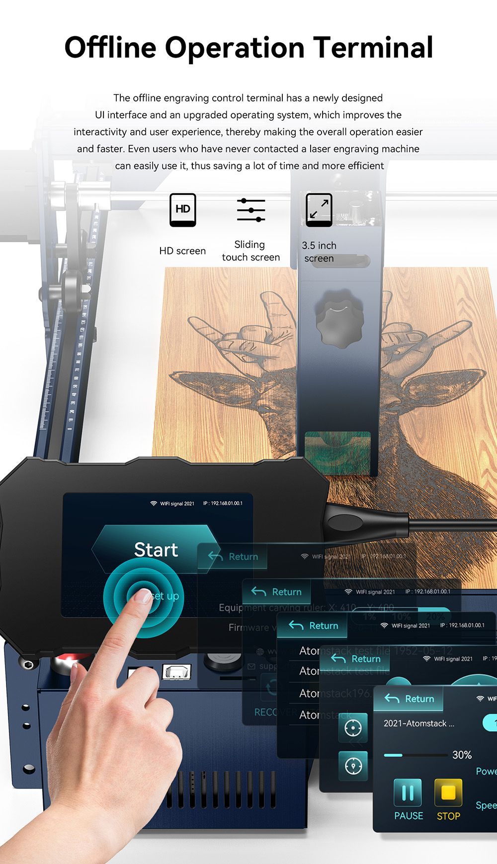 ATOMSTACK A10 Pro 10W Laser Engraver Cutter, 0.01mm High Accuracy, Fixed-Focus, Dual Compression Spot, 410*400mm