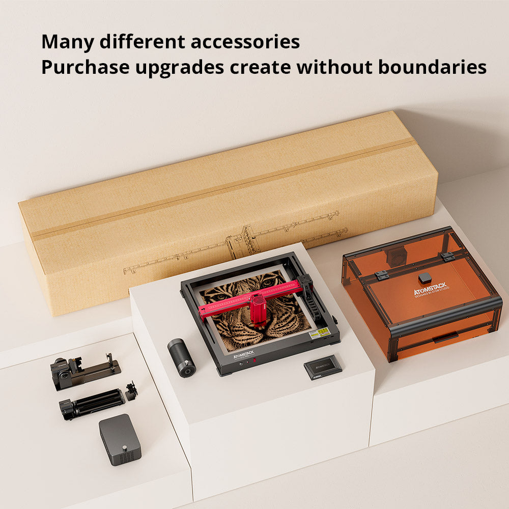 ATOMSTACK A12 PRO 12W Laser Engraver Cutter, Fixed Focus, 0.02mm Engraving Precision, 600mm/s Engraving Speed, 32-bit Motherboard, Cross Laser Positioning, App Control, 365x305mm