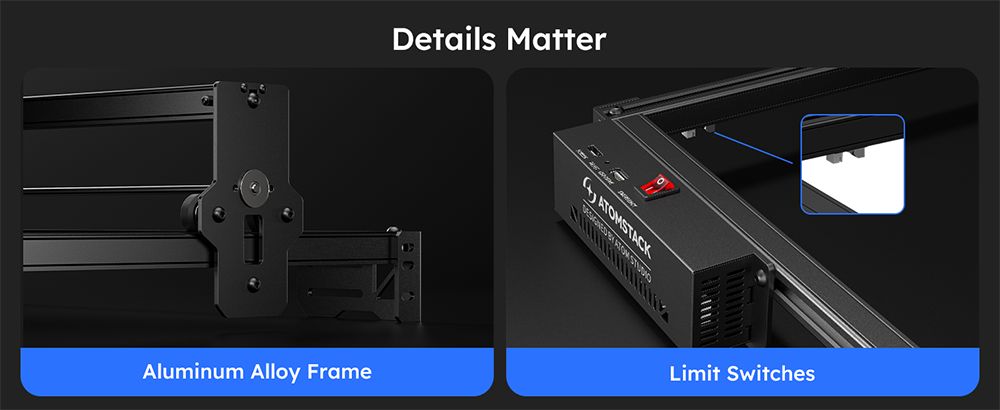 ATOMSTACK A5 Pro V2 5W Laser Engraver, 400mm/s High Speed, 0.01mm Precision, 5mm Wood 3mm Black Acrylic in One Pass, 410*380mm