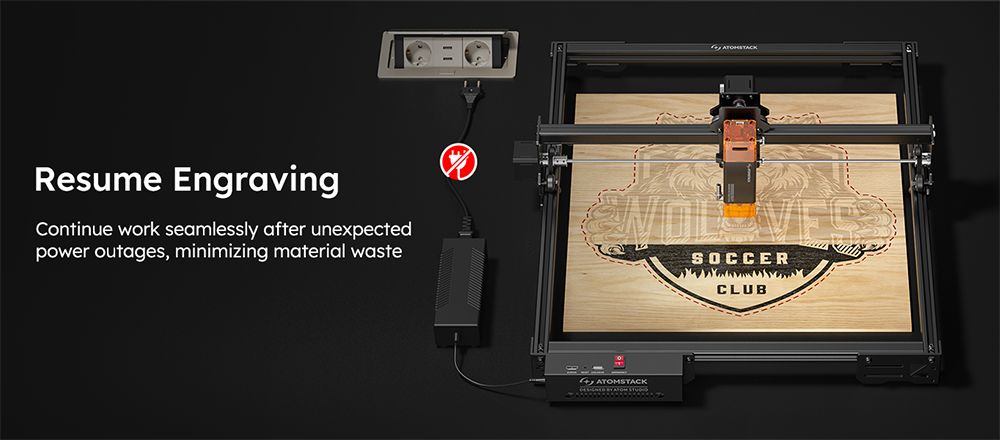 ATOMSTACK A5 Pro V2 5W Laser Engraver, 400mm/s High Speed, 0.01mm Precision, 5mm Wood 3mm Black Acrylic in One Pass, 410*380mm