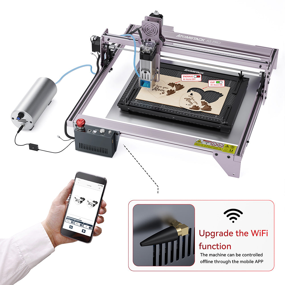 ATOMSTACK AIC1 Auto Air Assist Control System, WiFi Offline Work, 32-bit Motherboard, for S30 Pro/S20 Pro/A5 Pro/ A5 Pro+ Laser Engraver