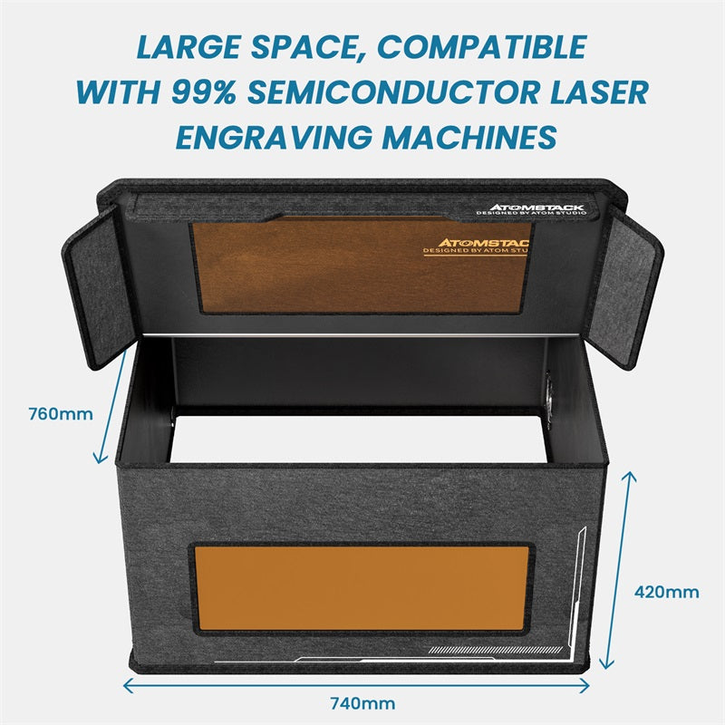 ATOMSTACK FB2 Foldable Laser Engraver Enclosure with Air Outlet, Fireproof, Dustproof, Extended Smoke Pipe 700*700*460mm