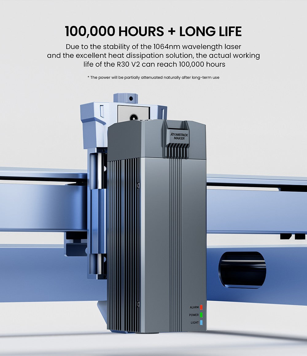 ATOMSTACK R30 V2 Infrared Laser Module, 1064nm 2W Laser Power, 0.03mm Spot, Rust Removal, for Metal and Plastic Engraving