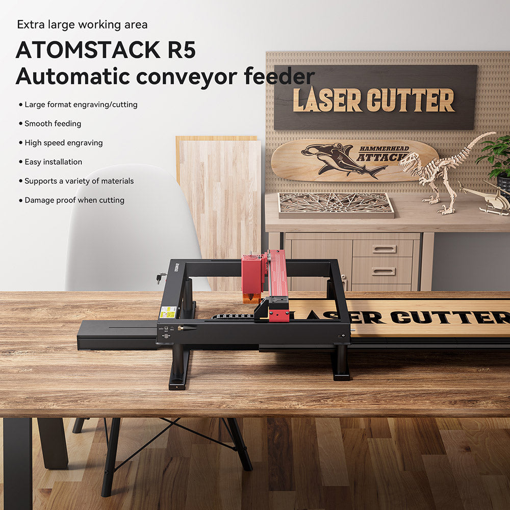 ATOMSTACK R5 Automatic Conveyor Feeder for ATOMSTACK A6 Series (A6/A12/A24/A48 Pro and A6/A12/A24/A48 Ultra) Laser Engraving Machine - Black