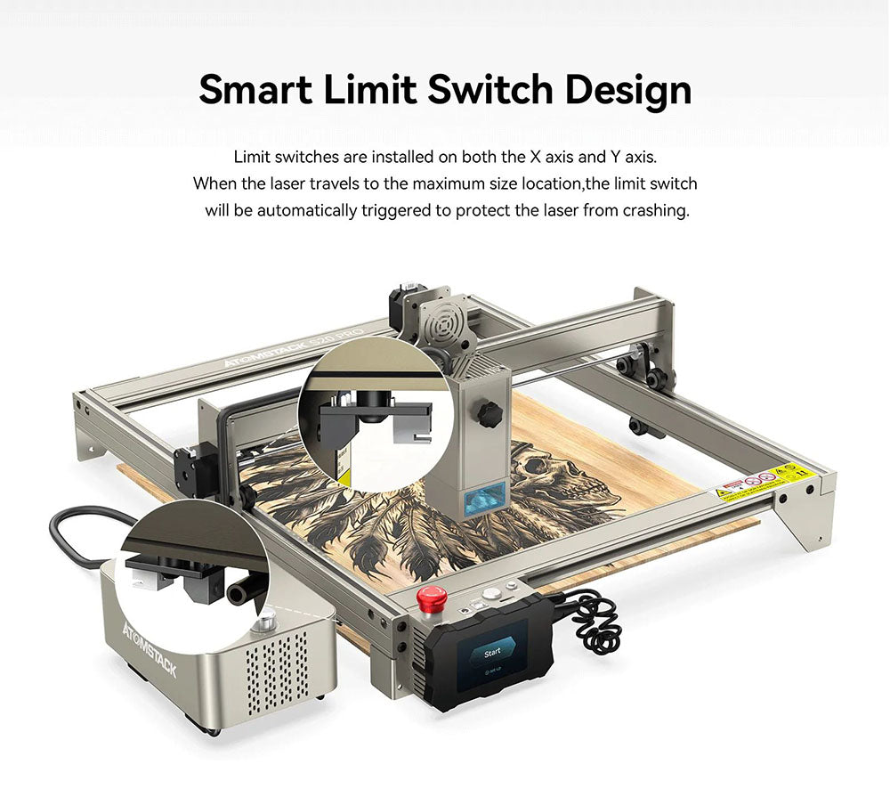 ATOMSTACK S20 Pro 20W Laser Engraver Cutter with Air Assist Kits, Focus Free, Quad-core Diode Laser, Offline Engraving - US