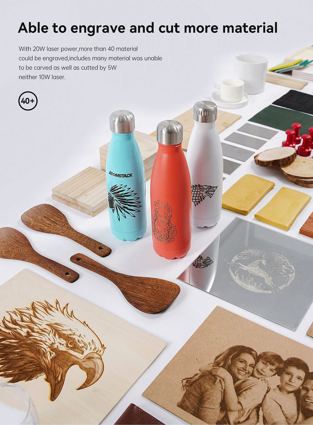 ATOMSTACK S20 Pro 20W Laser Engraver Cutter with Air Assist Kits, Focus Free, Quad-core Diode Laser, Offline Engraving - US