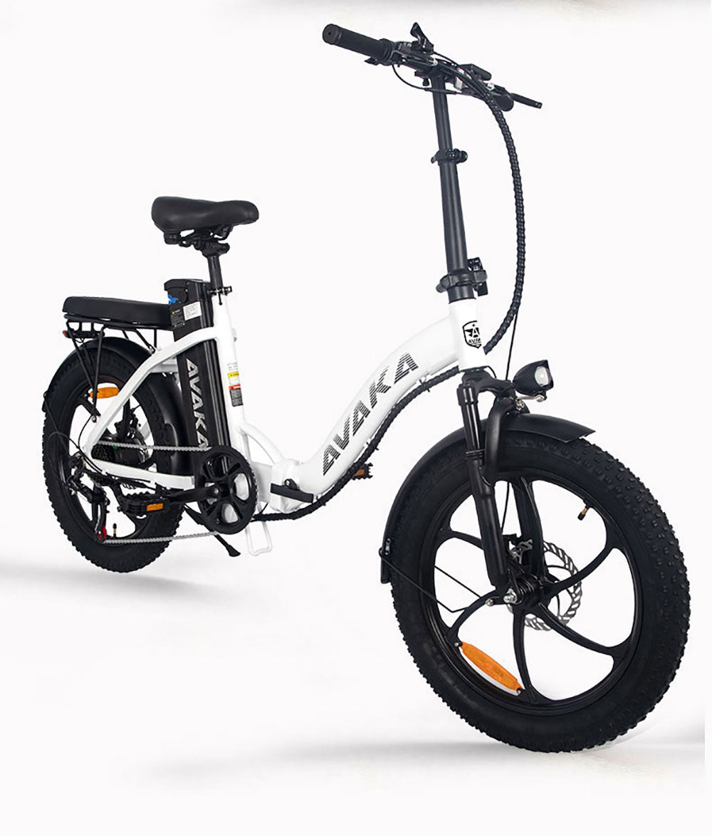 AVAKA BZ20 PLUS Electric Bike Foldable 20*3.0 Inch Fat Tires 500W Brushless Motor 25Km/h Max Speed 48V 18.2Ah Battery 100Km Range 120KG Max Load Dual Disc Brake Shimano 7-Speed Gear IP54 Waterproof LCD Display One-piece wheel - Black