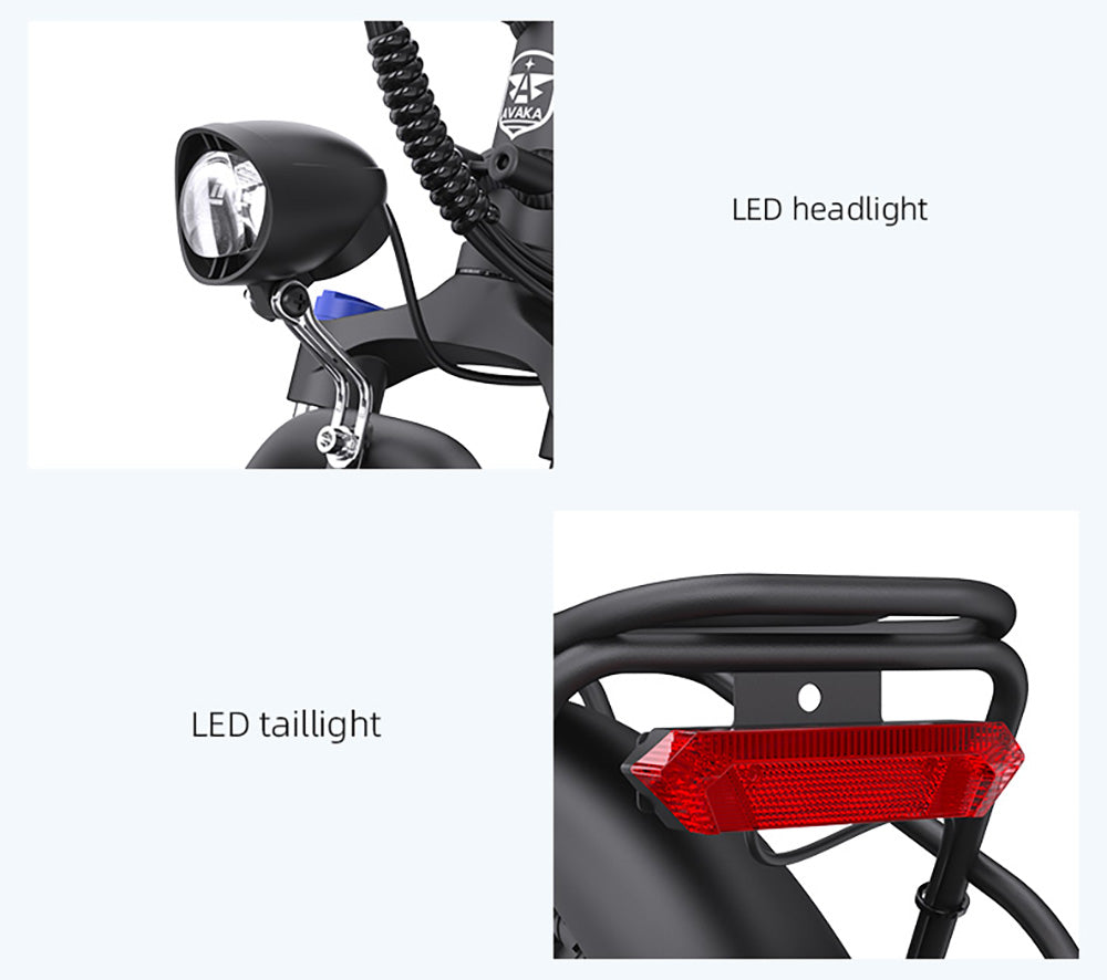 AVAKA K300 Folding Electric Bike, 350W Motor, 36V 16Ah Battery, 20*3.0 inch Tires, 31km/h Max Speed, 100km Range, Front & Rear Disc Brakes, LCD Display, SHIMANO 7-speed - White