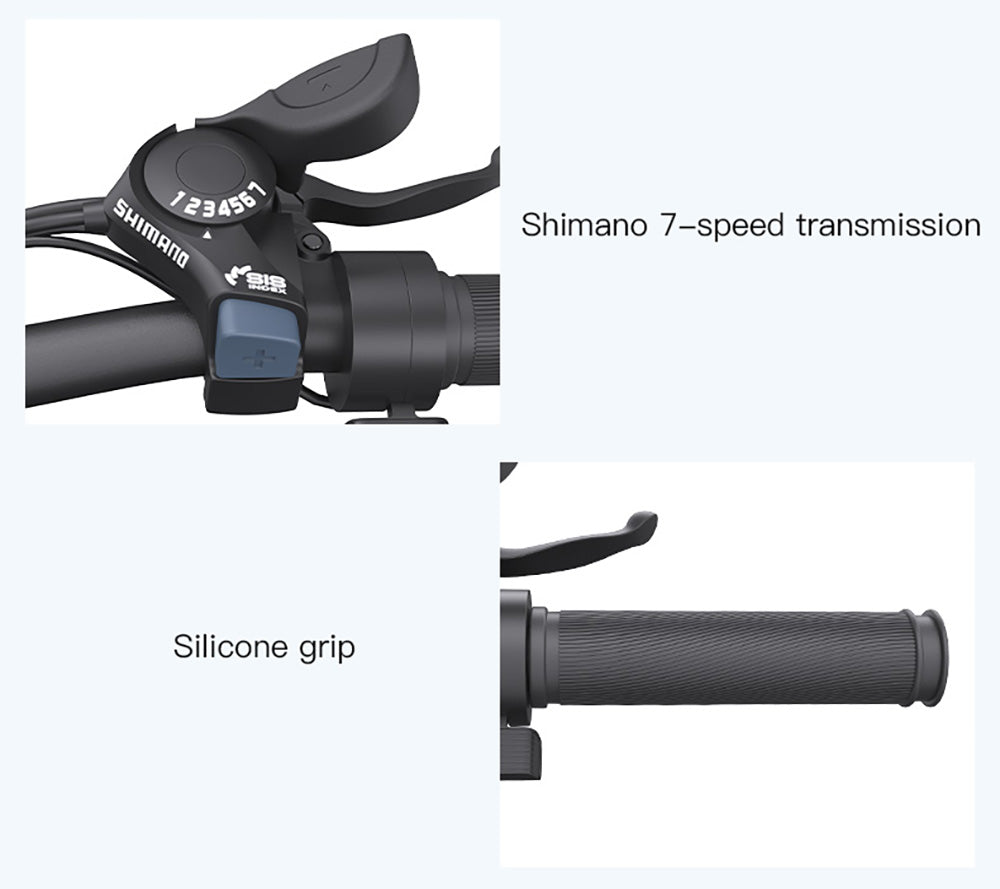 AVAKA K300 Folding Electric Bike, 350W Motor, 36V 16Ah Battery, 20*3.0 inch Tires, 31km/h Max Speed, 100km Range, Front & Rear Disc Brakes, LCD Display, SHIMANO 7-speed - White