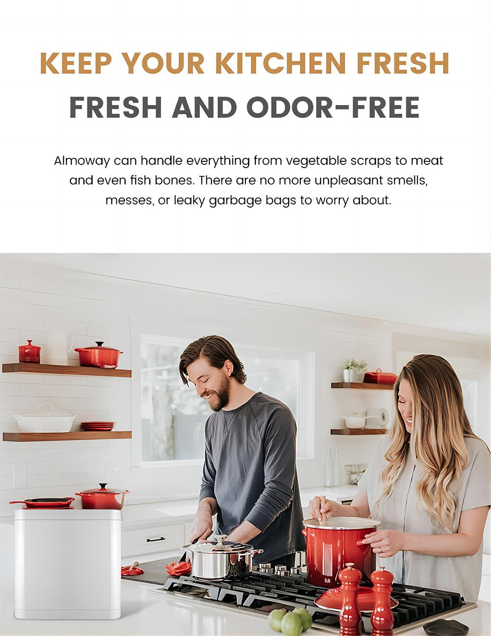 BEECO HQD-314Pro Kitchen Composter, 3.3L Capacity, Turning Waste into Natural Fertilizer, Built-in UVC Light, Child Lock, LCD Screen