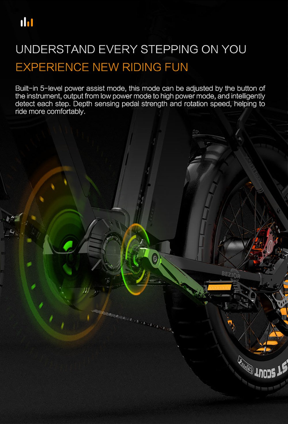 Bezior X500 MAX Electric Mountain Bike, 750W Bafang Motor, 48V 37.5Ah Removable Battery, 20*4.0 Inch Fat Tire, 48km/h Max Speed, 220km Range, Front Spring Fork, Hydraulic Disc Brakes, Shimano 7-Speed,