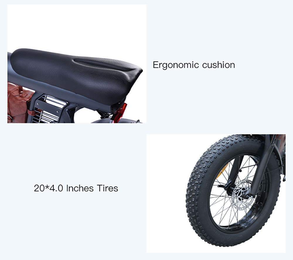 BEZIOR XF006 Electric Bike, 1200W Motor, 48V 23.2Ah Battery, 20*4.0-inch Tire, 47km/h Max Speed, 100km Range, Hydraulic Oil Brakes, Spring Suspensions, Shimano 7-speed, LCD Display