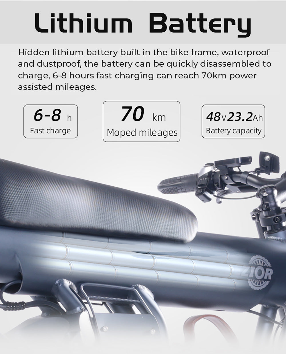 BEZIOR XF006 Electric Bike, 1200W Motor, 48V 23.2Ah Battery, 20*4.0-inch Tire, 47km/h Max Speed, 100km Range, Hydraulic Oil Brakes, Spring Suspensions, Shimano 7-speed, LCD Display